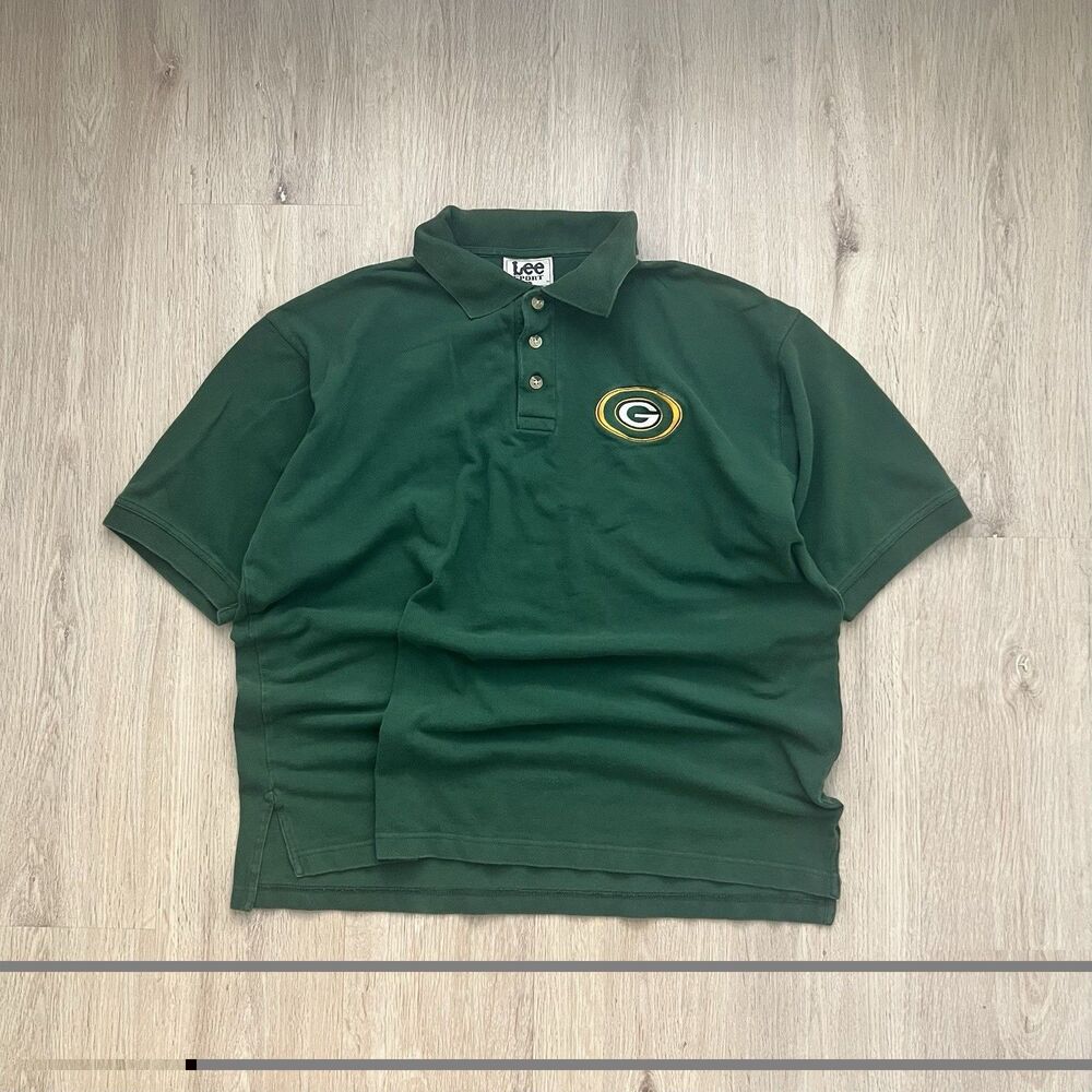Vintage Lee Sport Green Bay Packers Polo Shirt Mens Large Green NFL Football
